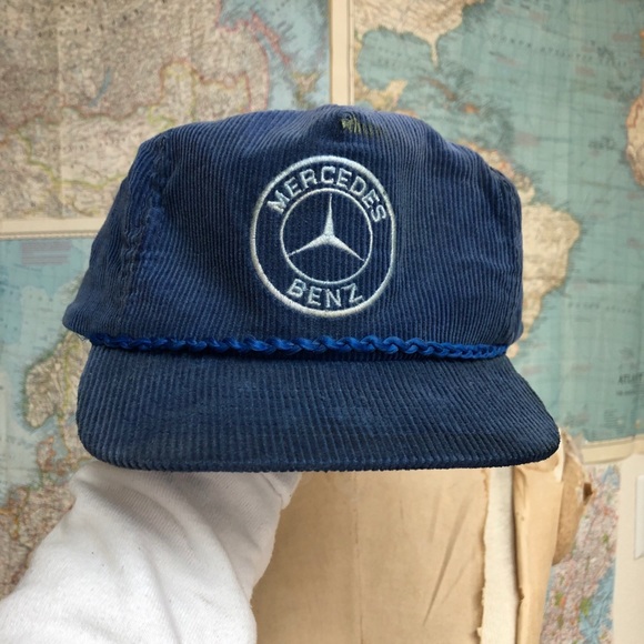 Vintage Mercedes Benz Hat Corduroy Blue 